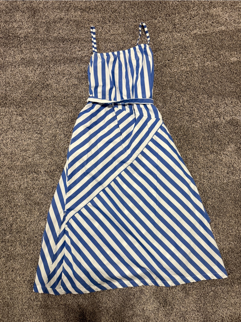 GAP Women’s Blue and White Striped A-Line Maxi Dress